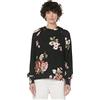 ONLY Onlelcos Emma L/S-Felpa con Cappuccio Maglia a Maniche Lunghe, Nero/AOP: Rose Bouquet Flowers, S Donna