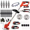 OUTIGO Decespugliatore Elettrico a Batteria, Tagliabordi a Batteria Brushless con 2 Batterie 21V, 4 Tipi - Rosso