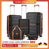 British Traveller Valigia rigida leggera in polipropilene con lucchetto TSA (5 pezzi, nero) Set di valigie per viaggiatori britannici con valigia da viaggio - Black