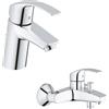 Grohe Set rubinetto per vasca e doccia Grohe Eurosmart 33300002, rubinetto per lavabo Grohe Eurosmart 33265002