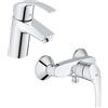 Grohe Set rubinetto per doccia Grohe Eurosmart 33555002, rubinetto per lavabo Grohe Eurosmart 33265002