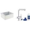 Grohe Set rubinetto da cucina con filtro Grohe Blue 31455001, lavello in acciaio Grohe K700 31726SD0