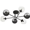 Emibig Brendi lampada da soffitto 6x10 W nero-trasparente-grafite 834/6B1