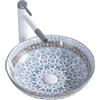 Rea Arte lavabo 40x40 cm rotonda da appoggio bianco-blu REA-U0267
