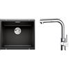 Blanco Set lavello in granito Blanco Subline 500-U 525995, rubinetto da cucina Oltens Myvat 35205100
