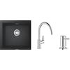 Grohe Set lavello in granito Grohe K700 31654AP0, rubinetto da cucina Grohe BauEdge 31367001, 40535000