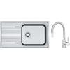 Franke Set lavello in acciaio Franke Smart 101.0356.723, rubinetto da cucina Ferro Zumba BZA4S