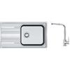 Franke Set lavello in acciaio Franke Smart 101.0356.723, rubinetto da cucina Franke Sirius Side 115.0668.280
