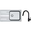 Franke Set lavello in acciaio Franke Smart 101.0356.723, rubinetto da cucina Franke Lina 115.0626.055