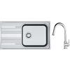 Franke Set lavello in acciaio Franke Smart 101.0356.723, rubinetto da cucina Franke Lina 115.0693.229