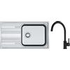 Franke Set lavello in acciaio Franke Smart 101.0356.723, rubinetto da cucina Franke Lina 115.0626.019