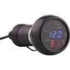 Aramox Termometro Voltmetro con Display Digitale a LED, Caricabatteria da Auto USB 3in1 per Auto, SUV, Camion, con Ricarica Rapida, Rilevamento della Tensione della Batteria in Tempo