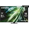 SAMSUNG TV QE75QN90DATXZT Neo QLED 4K Mini LED, Smart TV 75" Processore NQ4 AI Gen2, Neo SLim, DVBT-2, Q-Symphony & Dolby Atmos, Integrato con Alexa, Titan Black 2024