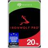 Seagate IronWolf Pro, 20TB, Unità disco interna NAS classe Enterprise - SATA CMR da 6GBit/s, 3,5", 7.200 giri/min, sistemi NAS RAID, servizi Rescue, imballaggio senza frustrazioni (ST20000NTZ01)