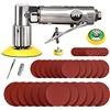 SPTA Levigatrice pneumatica rotorbitale Mini Set ad Aria 25mm / 50mm / 80mm, Set di lucidatrici per Auto con 36 Pezzi di Dischi abrasivi a Grana Mista e 3 Pezzi di platorello