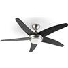 KLARSTEIN Bolero - Ventilatore da Soffitto e Lampada 2in1, Diametro Ventilatore:134cm, Luce, 55W di Potenza, Pale in Legno, Telecomando, 50 dB, 3 Velocità: Veloce, Media, Lenta, Nero