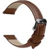 OcioDual Cinturino Smartwatch in Pelle Marrone/Filo Bianco 20mm, Cinturino Orologio, Smartwatch, Orologio Uomo, Orologio Donna, Cinturini Orologi Universali per Orologio Digitale Sgancio Rapido