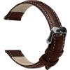 OcioDual Cinturino Smartwatch in Pelle Marrone Scuro/Filo Bianco 20mm, Cinturino Orologio, Smartwatch, Orologio Uomo, Orologio Donna, Cinturini Orologi Universali per Orologio Digitale Sgancio Rapido
