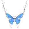 CUOKA MIRACLE Collana a farfalla in argento sterling 925 con ciondolo a forma di farfalla, per donne e ragazze, per bambini, Argento sterling, Opale sintetico