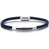 COOLSTEELANDBEYOND Uomo Donna Sottile Blu Nautico Marino Yacht Corda Bracciale con Acciaio Charms, Chiusura Magnetica