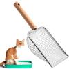 Bubuny Paletta Lettiera Gatto Metallo con Manico in Legno, Distanza dei Fori 5 mm, Paletta Profonda e Confortevole per Setaccio Rapido, Ideale per Chi Ha più Gatti e per Lettiera di Ogni Tipo