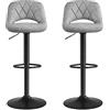 SONGMICS Sgabello da Bar, Set di 2 Sedie da Cucina con Struttura Metallica Stabile e Superficie di finta pelle, Poggiapiedi, Altezza Regolabile, Montaggio Facile, Vintage, Grigio Chiaro