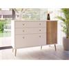 Forte Cassettiera HARLLSON 120 130, Montaggio Facile EasyKlix, Bianco con Decoro Legno: Rovere Mauvella, Credenza, 2 Cassetti 2 Ante, Stile Moderno Mid-Century, 125x86x41 cm