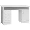 Forte Froschkönig24 Forte NET106 Scrivania Bianca 120 130 Scrivania Funzionale con 4 cassetti e 1 Anta Home Office Scrivania Computer Legno Bianco 126 x 75,8 x 55 cm