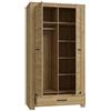 Forte Havana Armadio a 2 ante e 1 cassetto, in legno derivato, rovere anticato, 106,6 x 197,9 x 60,1 cm