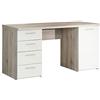Forte Beach Scrivania con 1 anta e 4 cassetti, materiale in legno, rovere sabbia/bianco, 60 x 145 x 76,3 cm