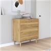 Forte Cassettiera SHERBROOKE, Montaggio Facile EasyKlix, Decoro Legno: Rovere Mauvella, Gambe in Legno Alte, Credenza con 3 Cassetti, Stile Moderno Mid-Century, 90x93x43 cm