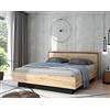 Forte Trondheim 200 - Letto matrimoniale moderno, 180 x 200 cm, in legno di quercia artisan/rovere nero, 198,6 cm di larghezza x 93,5 cm di altezza x 208,6 cm di profondità