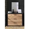 Forte DALATE Cassettiera con 3 cassetti, in legno, rovere Catania/nero, L x A x P: 101,1 x 88 x 41 cm