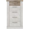Forte Duro Cassettiera con 5 cassetti, prodotto in legno derivato, Pnie bianco/rovere antico, 62 x 106,3 x 41,3 cm