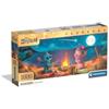 Clementoni - Puzzle 1000 Pezzi per Adulti e Ragazzi, Collection Panorama Tema Disney Lilo e Stitch, con Poster Incluso, Compact Box, Idea Regalo Made in Italy, 98x33 cm, 37061