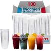 G.M. DISTRIBUZIONE 100 Bicchieri Monouso da 250 Ml in Plastica Trasparente PET, Bicchieri Usa e Getta per Acqua, Birra, Vino, Yogurt, Bicchieri Multiuso Monouso per Bar e Lounge Bar