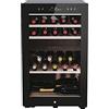 Haier Wine Bank 50 Serie 7 Cantinetta Vino Doppia Temperatura, 42 Bottiglie, Vetro Anti-UV, LED 3D, Controllo tramite App, Libera Installazione, Classe G, 49,7 x 58,5 x 82 cm, Nera - HWS42GDAU1