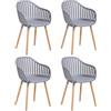 JZGORC Set di 4 Sedie da Pranzo, Sedie da Cucina con Rivestimento in pelle e Braccioli, Sedia con Schienale Cavo, Adatte per Soggiorno, Cucina, Patio - Grigio