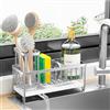 Cisily - Supporto per spugna per lavello da cucina, con porta spazzole rialzato, organizer in acciaio inossidabile antiruggine, per dispenser di sapone, accessori da cucina per l'organizzazione