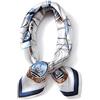 ANDANTINO Sciarpa quadrata in 100% seta di gelso per capelli, 65 x 65 cm, unisex, in seta naturale, foulard con stampa digitale, Bianco e blu., Medium