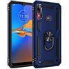 BestST Custodia per Motorola Moto E6 Plus Cover, Heavy Duty Cover Hybrid Armor Hard Back Custodia Cover, Holster Kickstand [Antiurto] Custodia Paraurti Rugged Adatta per Motorola Moto E6 Plus,Blu