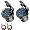 Intckwan Presa USB 12V, 54W, Doppia Porta di Ricarica Rapida (QC3.0 + PD) con Interruttore ON/OFF - Presa USB da Incasso per Auto 12-24V, Moto, Camion, Barca, Camper (2 Pezzi)