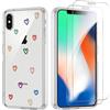 Yoedge Cover per iPhone X/XS 5.8 Pollici con 2 Pellicola Vetro Temperato Protettiva, Aesthetic Disegni Trasparente Custodia, Silicone TPU Antiurto Bumper Ultra Sottile Case per iPhone X/XS, Amore