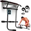 OcioDual sBarra per Trazioni con Stazione Dip e Cinghie di Sospensione, Barra per Trazioni da Porta Maniglie Elastiche e Antiscivolo in Schiuma, Pull Up Bar Door, Dips