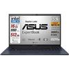 Asus Expertbook, PC Portatile, cpu Intel Core i3 13Th 6Core, RAM 16 Gb, SSD PCIe Nvme 512 Gb, 15,6" FullHD antiriflesso, Wi-Fi 6, 4 USB, BT, lan, Intel Uhd, Win 11, preconfigurato