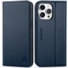 SHIELDON Custodia per iPhone 15 Pro Max 5G, Portafoglio Vera Pelle [Slot Schede][Blocco RFID] Flip Caso Antiurto Cavalletto Cover Protezione Compatibile con iPhone 15 Pro Max (6,7" 2023), Blu Navy