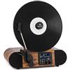 AUNA Verticalo SE - Giradischi Retró, Lettore Vinili, Vintage, 33, 45 e 78 giri/min, BT, Altoparlanti Stereo, Porta USB compatibile MP3, Uscita di Linea, Legno, con Bluetooth, DAB+ & FM