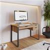 DEGHI Scrivania 120x60 cm in legno rovere western con porta usb e cassetti - Belvedere