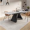 DEGHI Tavolo estensibile 180-260x90 cm con top in ceramica bianco e gambe in metallo nero - Ektor