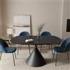 DEGHI Tavolo allungabile 150x90-150 cm meccanismo girevole con top in ceramica nero e base in metallo - Optimus